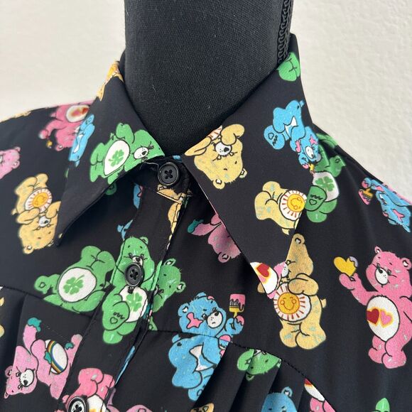 Care Bears Modern Button Collar Shirt Womens Size Small Black By Unique Vintage - Picture 3 of 11